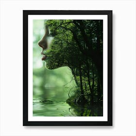 Woman'S Face In The Water 1 Art Print