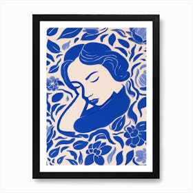 Blue Woman Silhouette 6 Art Print
