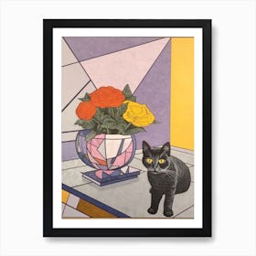 Lavender With A Cat 4 Abstract Expressionist Art Print