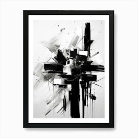 Fragments Abstract Black And White 1 Art Print