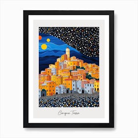 Poster Of Cinque Terre, Italy, Illustration In The Style Of Pop Art 4 Art Print