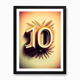 10, Number, Education Retro Drawing 2 Art Print