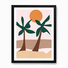 Palm Trees On The Beach Art Print