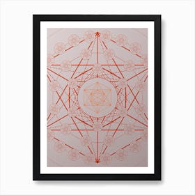 Geometric Abstract Glyph Circle Array in Tomato Red n.0044 Art Print