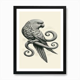 Quill Parrot Tattoo Art Print