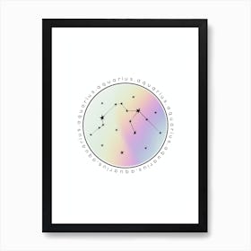 Aquarius  Zodiac Star Chart Art Print