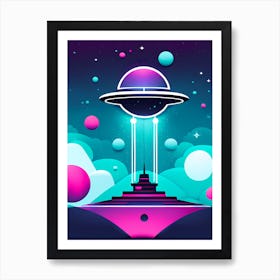 Spaceship In The Sky, Futuristic space station, Sci-fi art, Space exploration, Spaceship, Starfield, Nebula, Alien planet, Sci-fi adventure wall decor, Children’s nursery illustration, Kids' room decor Art Print