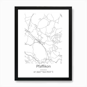 Pfaffikon,Switzerland Minimalist Map Art Print