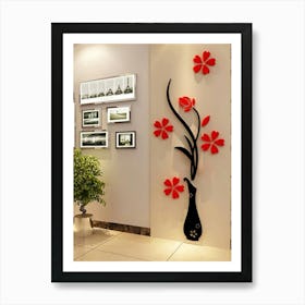 Red Flowers In A Vase Art Print