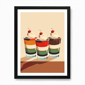 Retro Trifle Illustration Beige Background 3 Art Print