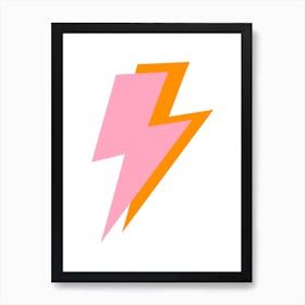 Pink and Orange Lightning Bolts Art Print