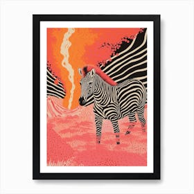 Zebra Pink & Orange 1 Art Print