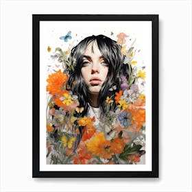 Billie Eilish Floral Collage 3 Art Print