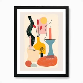 Abstract Candles Flowers 11 Art Print