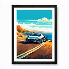 A Acura Nsx In Causeway Coastal Route Illustration 4 Art Print