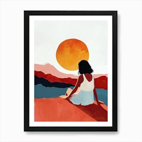 Sunset In The Desert, Minimalism 1 Art Print