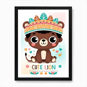 Cute Lion Art Print