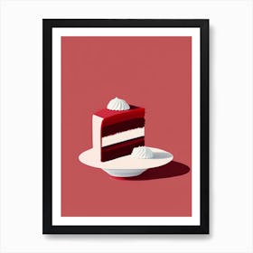 Red Velvet Cake Dessert Simplicity Flower Art Print