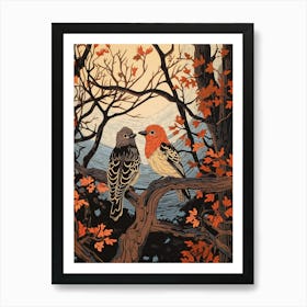 Art Nouveau Birds Poster Woodpecker 2 Art Print