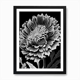 Calendula Leaf Linocut 1 Art Print