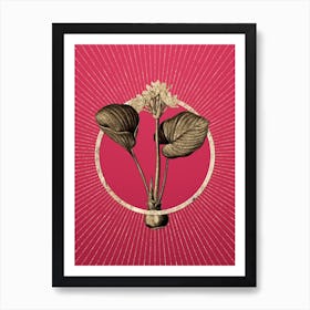 Gold Cardwell Lily Glitter Ring Botanical Art on Viva Magenta n.0195 Art Print