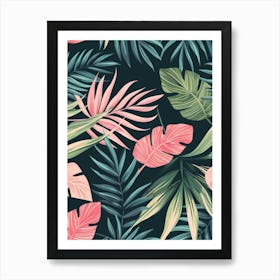 Tropical Leaves Seamless Pattern 19 Art Print