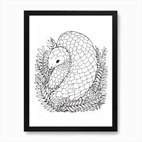 Line Art Jungle Animal Sunda Pangolin 4 Art Print