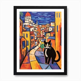 Painting Of A Cat In Rome Italy 3 Art Print