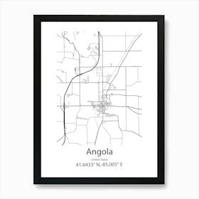 Angola,United States Minimalist Map Art Print