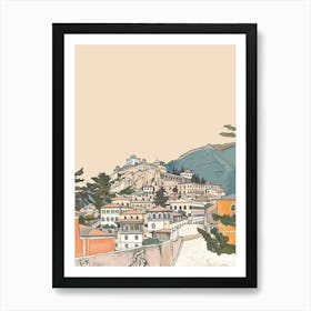 Mount Athos Greece Color Line Drawing (6) Art Print