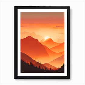 Misty Mountains Vertical Composition In Orange Tone 108 Art Print