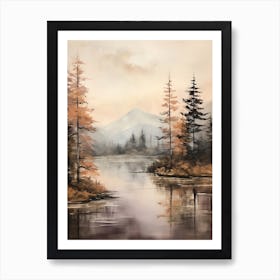 Lake In The Woods In Autumn, Painting 38 Art Print