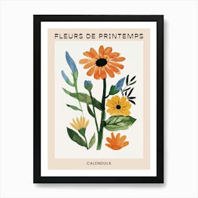 Spring Floral French Poster  Calendula 1 Art Print