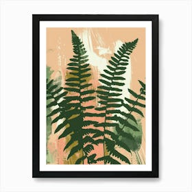 Boston Fern Plant Minimalist Illustration 4 Art Print