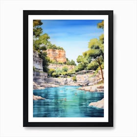 Swimming In Corsica France 2 Watercolour Art Print