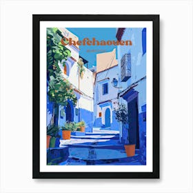 Chefchaouen Morocco City Digital Travel Art Art Print