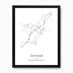 Grimstad,Norway Minimalist Map Art Print