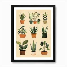 Houseplants In Pots Art Print