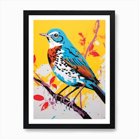 Andy Warhol Style Bird Hermit Thrush 1 Art Print