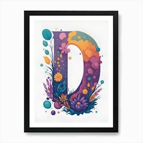 Colorful Letter D Illustration 7 Art Print