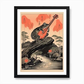 Frog Playing Guitar,  Matsumoto Hoji Inspired Japanese 2 Art Print