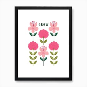 Grow Flowers Pinks Art Print