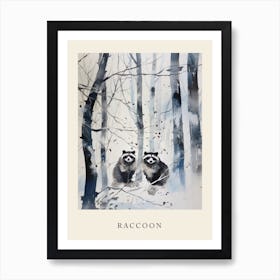 Winter Watercolour Raccoon 2 Poster Art Print