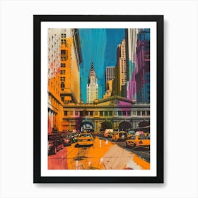 Grand Central Terminal New York Colourful Silkscreen Illustration 2 Art Print