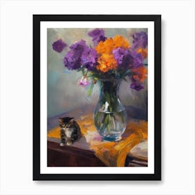 Crocus With A Cat 1 Art Print