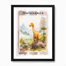 Cute Cartoon Maiasaura Dinosaur Watercolour 3 Poster Póster