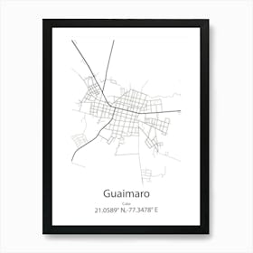 Guaimaro,Cuba Minimalist Map Art Print