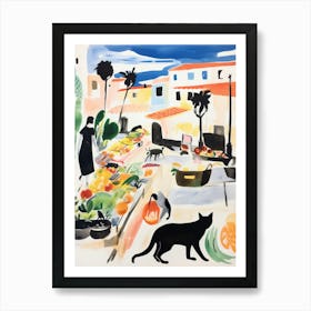 The Food Market In Saint Tropez 3 Illustration Art Print