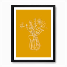 Flowers And Leaves In Yellow Art Print