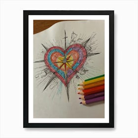 Heart Of Compass Art Print